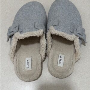 J. Crew Gray Slippers with Cream Lining